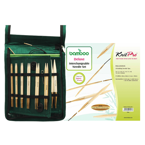 SET AIGUILLES CIRCULAIRES INTERCHANGEABLES BAMBOO DELUXE TAILLE 3 - 10 mm